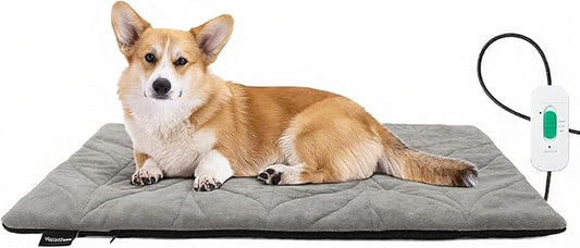 Dog Heating Pad (48"x28") - Waterproof Electric Heated Mat & Pet Bed for Indoor and Outdoor Use, Chew Resistant Cord, Machine Washable Cover with Wheat Pattern Quilting, for Cats and Pets