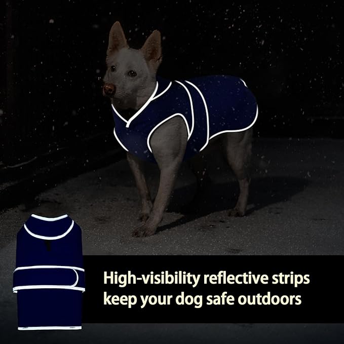 MIGOHI Reflective Waterproof Windproof Coat for Dogs - Cold Weather - Warm Dog Jacket - Reversible Stormguard Winter Vest - Small to Large Sizes (Navy, XL)