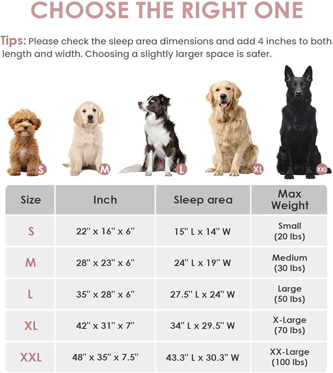 Orthopedic Dog Bed for Medium Size Dogs, Pet Sofa Bed with Egg Crate Foam, 4-Sided Bolster, Removable Washable Cover & Anti-Slip Bottom, Medium Pink Plaid