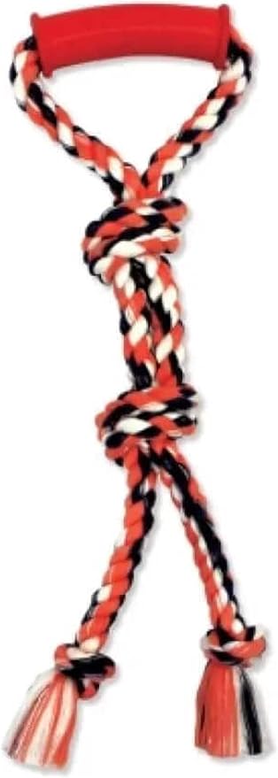 Mammoth Flossy Chews Color Twin Tug with Handle ,Premium Cotton-Poly Rope Tug Toy for Dogs,Interactive Dual Dog Tug Toy,Tug Rope Dog Toy for Small Dogs ,Small 16” - Assorted Colors