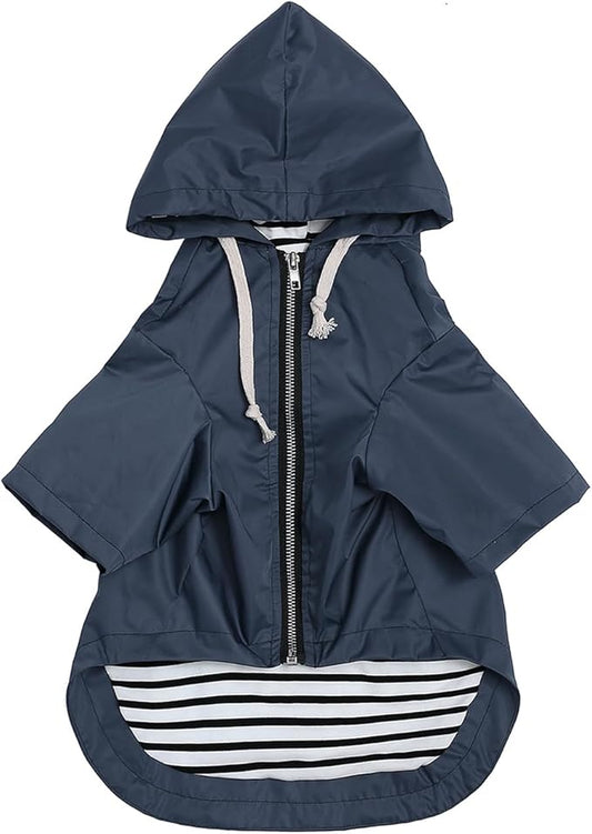 Dog Raincoat rain Jacket Raincoat Dogs Waterproof Small Medium Breeds Zip Closure Storage Pocket Harness Hole Blue M