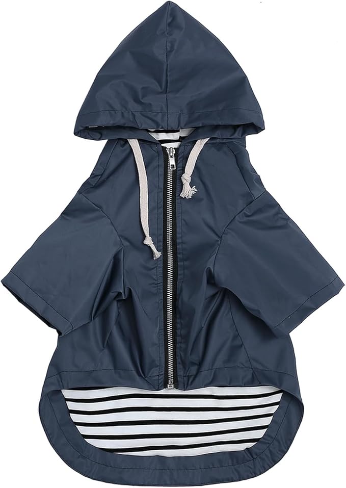Dog Raincoat rain Jacket Raincoat Dogs Waterproof Small Medium Breeds Zip Closure Storage Pocket Harness Hole Blue L