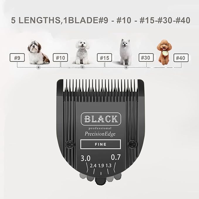 Adjustable 5 in 1 Blades Dog Grooming Blades Compatible with Wahl Animal Clipper Arco, Bravura, Chromado, Creativa, Figura, and Motion Pet, Dog, and Horse (BLACK/3PC)