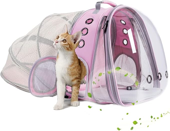 halinfer Dual Expandable Cat Backpack Carrier, Fit up to 20 lbs, Expandable Pet Carrier Backpack for Large Fat Cat and Small Puppy