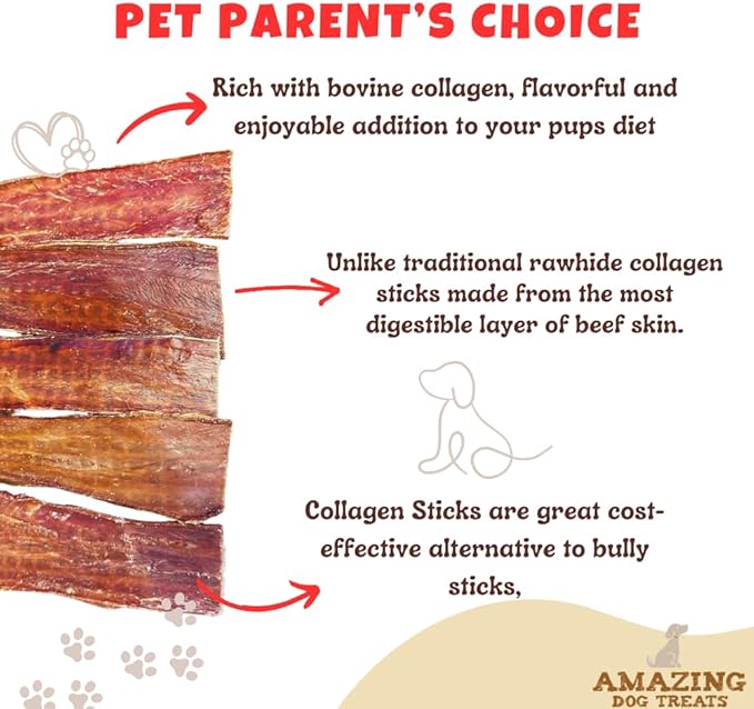 Amazing Dog Treats - Beef Esophagus Jerky for Dogs (5-6 Inch - 50 Pc/Pack) - Gullet Dog Chews