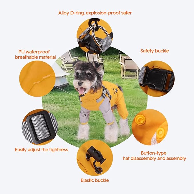 Waterproof Dog Raincoat with Windproof Design Adjustable Fit for Small Medium Large Dogs, Puppies Includes Anti-Slip Dog Shoes for Hardwood Floors and Water Protection, Light-Weight (M)