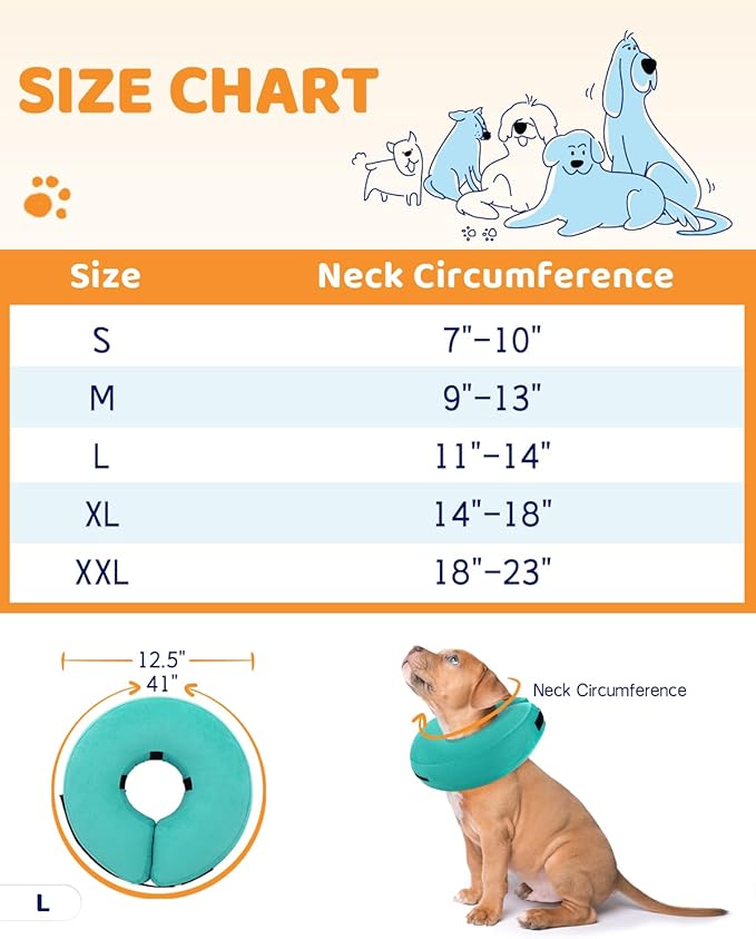 Supet Inflatable Dog Cone Collar for After Surgery Donut, Soft Dog Cones for Small Medium Large Dogs Pets, E Collar Pet Neck Donut Collar Alternative After Surgery