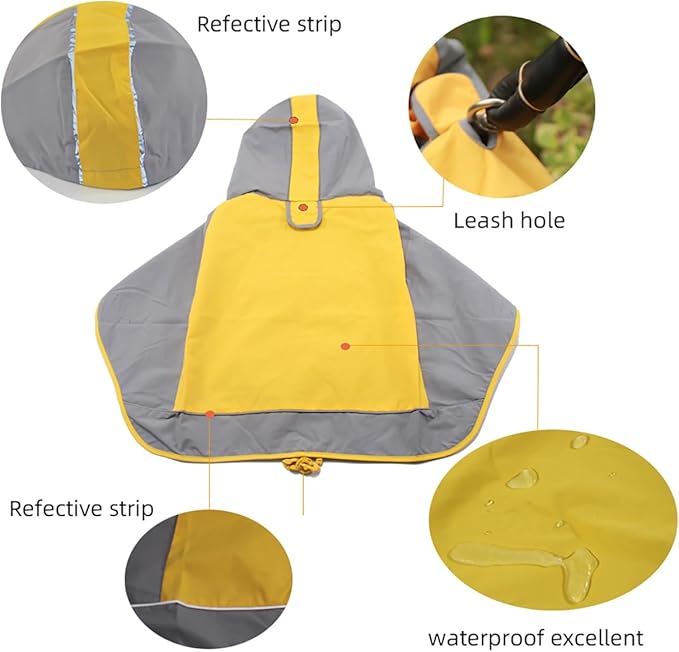 Dogs Packable Lightweight Raincoat: Pet Dog Hood Waterproof Coats Green Size 7