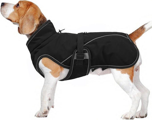 Warm Dog Coat for Winter,Waterproof Jacket with Zipper,Detachable Dog Coat with Adjustable Buckle,Comfortable Jacket for Dogs in Cold and Windy Days.M Black