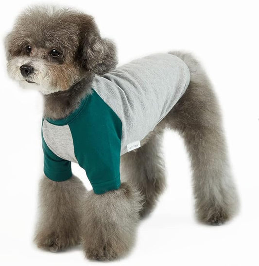Dog Shirt for Small and Large Dogs Raglan Cotton T-Shirts Soft Breathable Dog Shirts pet Clothes Gray Series (Large, Gray/Green)