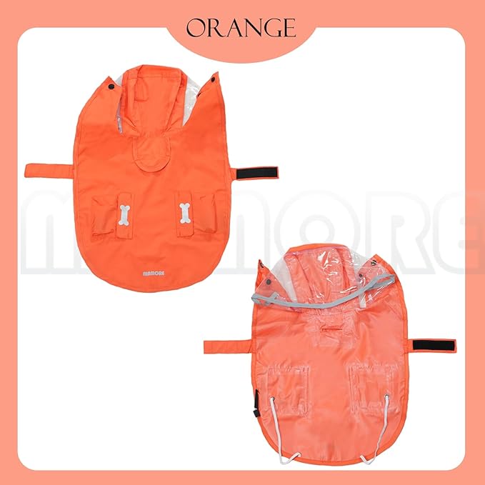 Dog Raincoat,Waterproof Rain Poncho with Hoodie, High Reflective Adjustable Pet Rain Jacket with Leash Hole for Small Medium and Large Dogs (Orange, XX-Large: 55-70lbs)