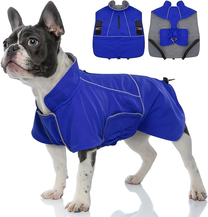 MIGOHI Dog Snow Jacket,Large Dog Winter Coat,Winter Jackets for Dogs,Fleece Jacket for Dogs Boy Girl,Pet Clothes for Hiking Camping,Corgi,Shibainu,L,Blue