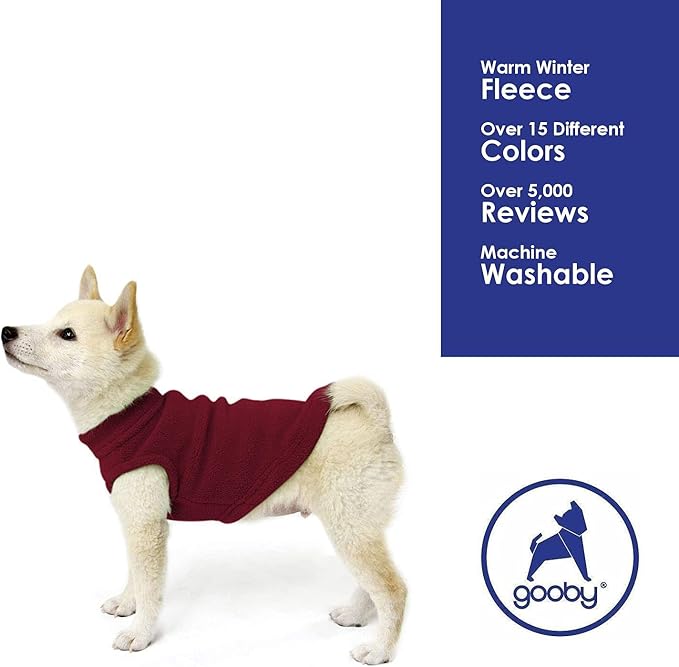 Gooby - Stretch Fleece Vest, Pullover Fleece Vest Jacket Sweater for Dogs, Burgundy, Small Length (8.5")