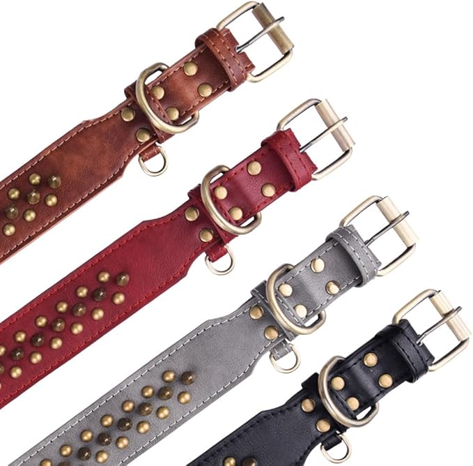 Spiked Dog Collar Soft Pu Leather Mushrooms Rivet Spike Studded Puppy Adjustable Pet Collars for Small Breeds (S, Grey2)