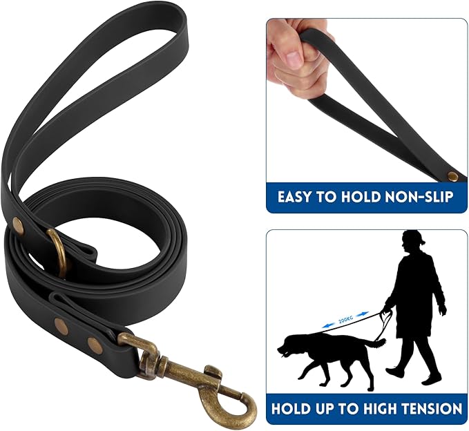 Wisedog Dog Collar and Leash Set, Waterproof Adjustable Puppy Collars with Cute Tag 6FT Dog Leash with Poop Bag for Small Medium Large Dogs (XS(Collar:8.5"-12";Leash:4 ft), Black)