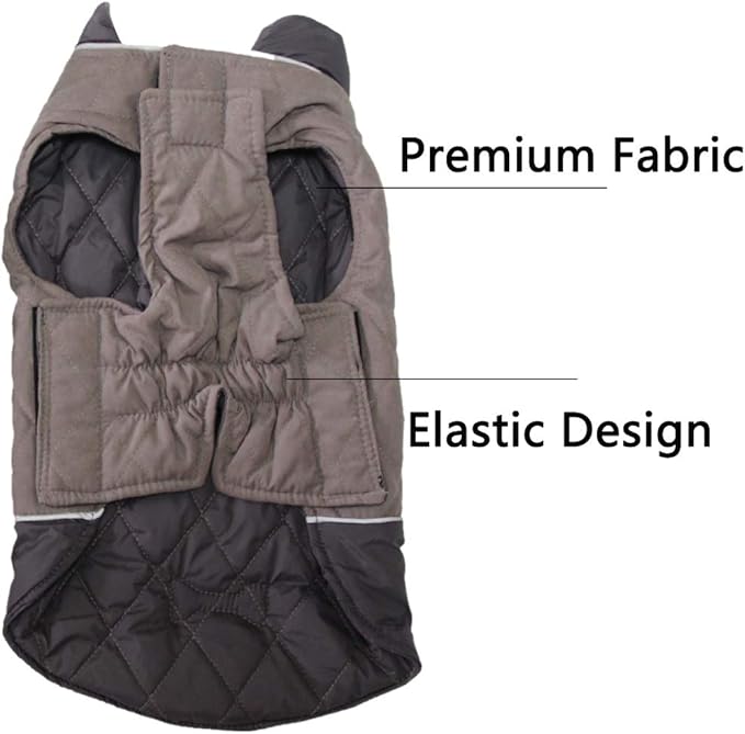 Reversible Dog Coats for Medium Dogs Waterproof Warm Dog Jacket for Cold Winter,Grey L