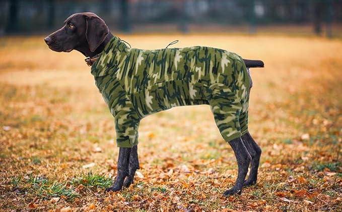 ROZKITCH Camouflage Dog Winter Coat Soft Fleece Pullover Pajamas, Pet Windproof Warm Cold Weather Jacket Vest with Luminous Zipper, Jumpsuit Apparel Outfit Clothes for Small Medium Large Dog Camo M