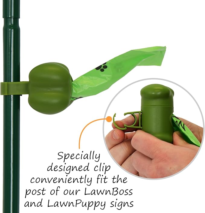 SmartSign It’s Law Clean Up After Your Dog Maximum Fine $250 Yard Sign & Clip-On Plastic Dispenser Combo/Kit, 10"x12" Aluminum Sign with 3ft Stake, Compact Dispenser Preloaded with a 15 Poop Bags Roll