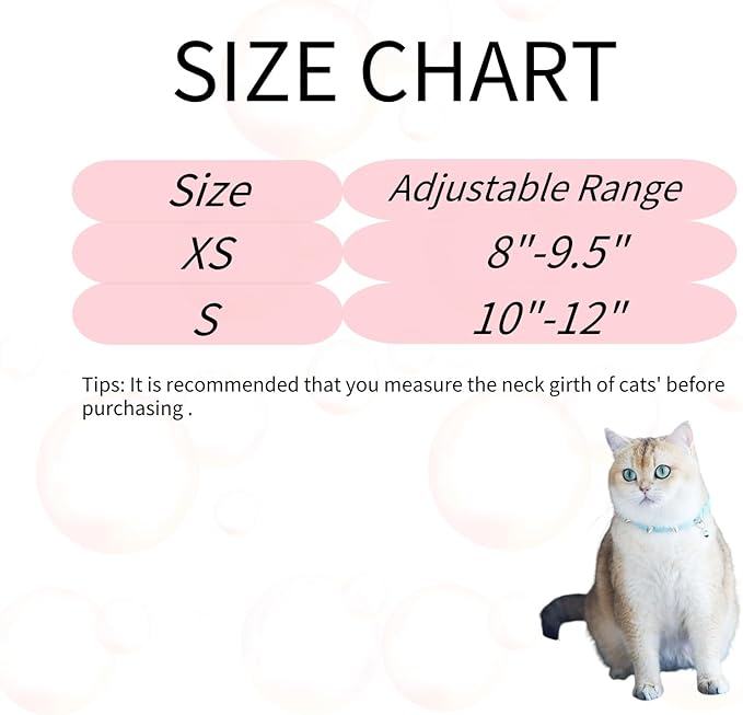 Spiked Cat Collar with Bells, Breakaway Genuine Leather Protective Collar for Kitty, Studs Spikes Punk Style Adjustable for Girl Boy Kittens Small Bunny Rabbit, 8"-9.5" Blue