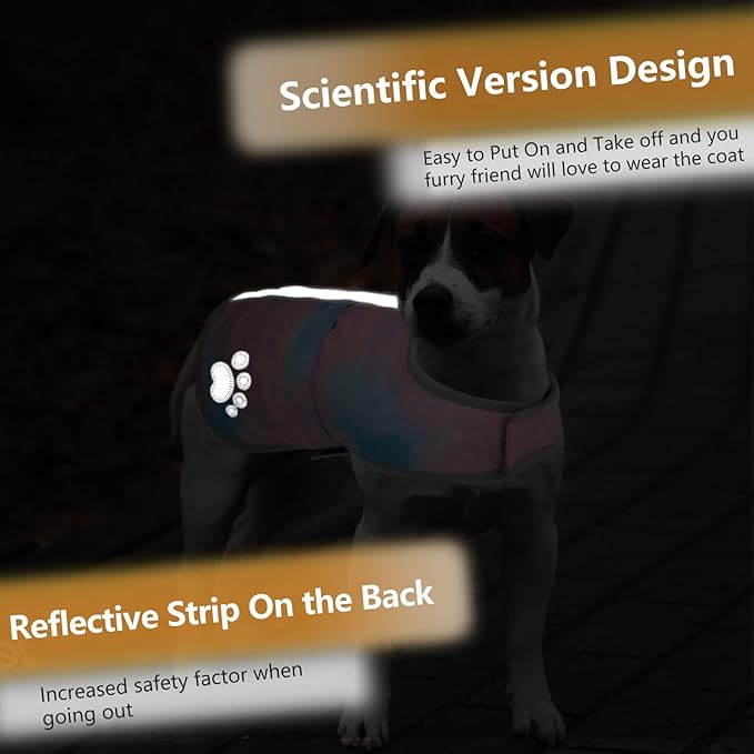 Queenmore Dog Winter Coat, Cold Weather Polyester Jacket for Dogs, Waterproof Reflective Reversible, for Small, Medium and Large Dogs (Tie-Dye, M)