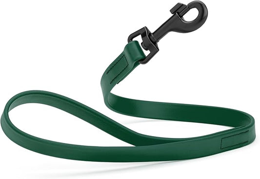 Dogline Biothane Waterproof Dog Leash Strong Coated Nylon Webbing with Black Hardware Odor-Proof Easy to Clean High Performance for Small or Large Dogs Made in USA 2 ft Lead, Hunter Green
