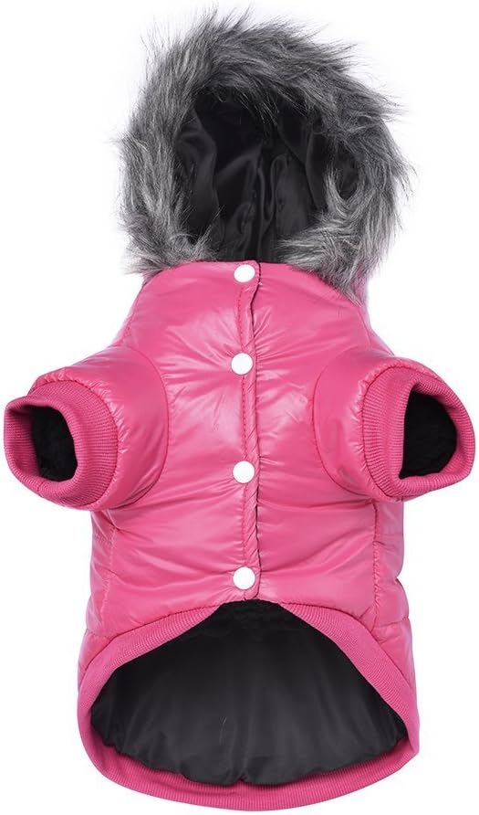 LESYPET Dog Coat for Small Dogs, Windproof Doggie Puffer Jacket with Leash Hole, Extra Warm Dog Jacket Winter Coat, Pink XL