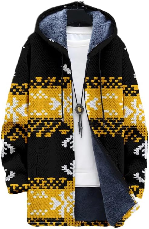 Oversized Full Zip Hoodie for Men Sherpa Fleece Lined Jacket with Hood Soft Warm Winter Coat with Pockets