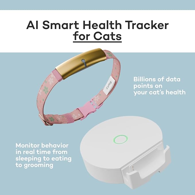 Health Tracker for Cats - Smart Cat Collar with Safety Breakaway Buckle for Indoor Cats, Wellness Alerts, Real-time Monitoring (Kimono (Sakura),M)