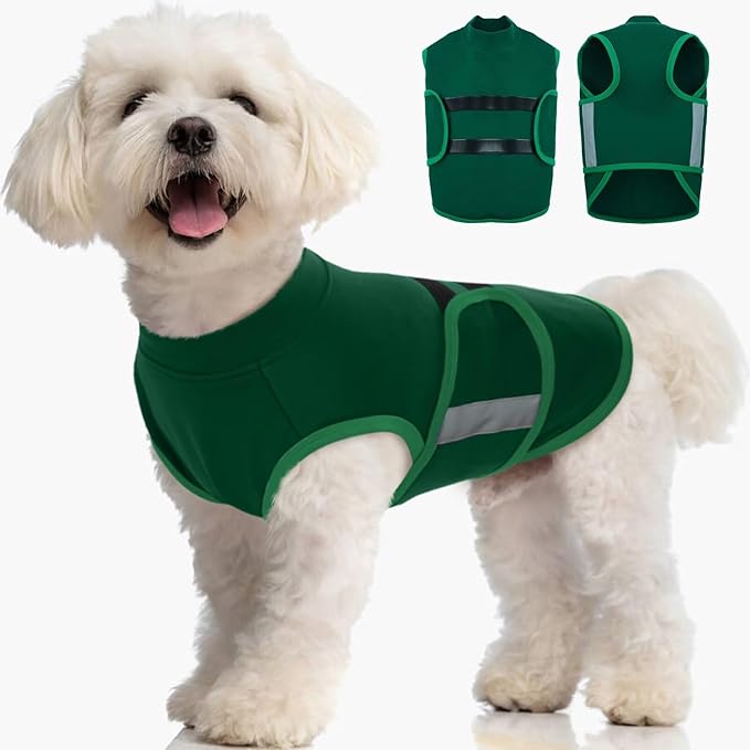 MIGOHI Dog Anxiety Relief Coat,Comfort Anxiety Vest for Dogs,Adjustable Dog Anxiety Calming Wrap for Fireworks,Thunderstorm,Travel,Separation,Anxiety Jacket for Small Dogs,XS,Green
