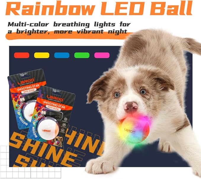 LaRoo LED Dog Ball, Dog Toys Silicon Glowing LED Dog Ball with USB Rechargeable Glow in The Dark Dog Ball Teeth Cleaner Training Ball(White)