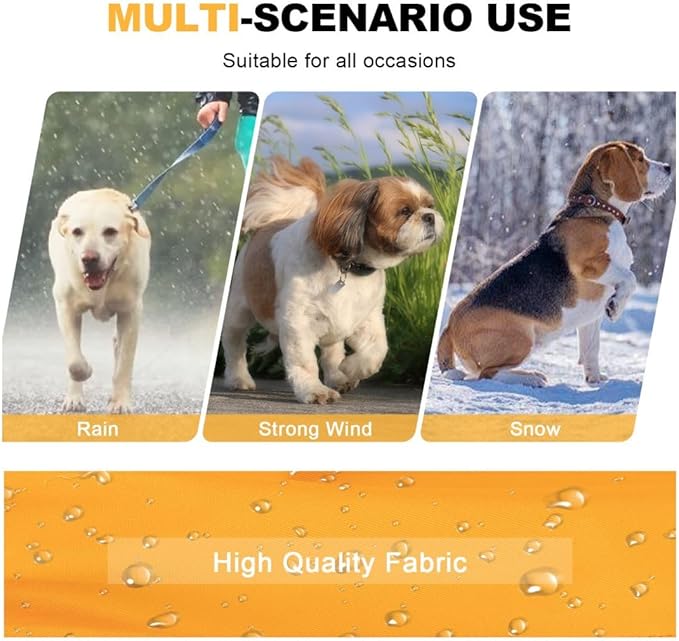 PINA Dog Raincoat, Waterproof Jacket with Hood & Reflective Strap, Lightweight Poncho with Leash Hole for Wet Weather