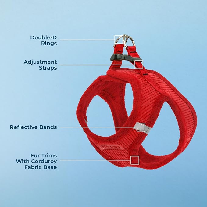 Voyager Step-In Plush Dog Harness – Soft Plush, Step In Vest Harness for Small and Medium Dogs by Best Pet Supplies - Harness (Red Corduroy), S (Chest: 14.5 - 16")