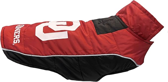 Pets First Collegiate Oklahoma Sooners Puffer Vest for Dogs & Cats. Size Medium. Warm, Cozy, and Waterproof Dog Coat, for Small and Large Dogs/Cats.