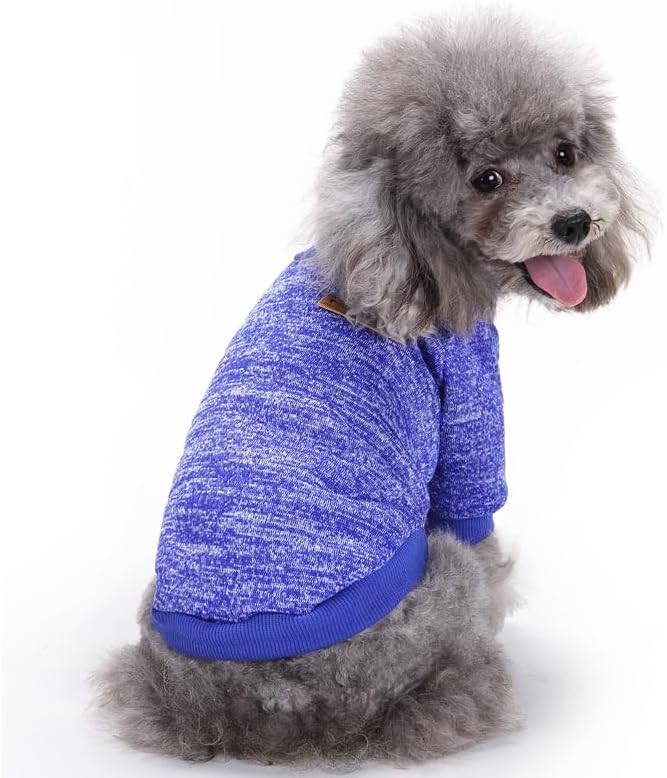 2 Pieces Pet Dog Classic Knitwear Sweater, Fleece Coat for Small,Medium Dogs,Warm Pet Dog Cat Clothes,Soft Puppy Customes for Chihuahua Yorkshire Tzu (Blue Dark Navy,M)