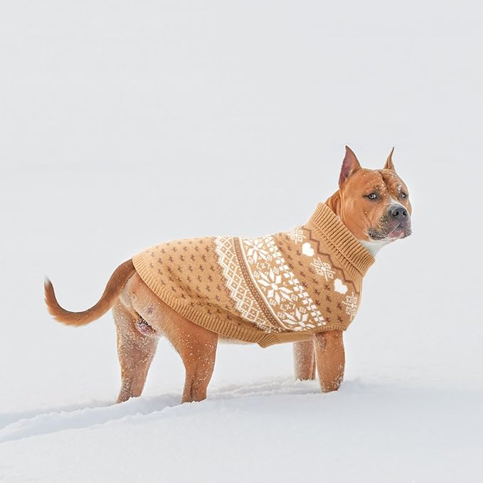 SCENEREAL XL Dog Sweaters Male and Female, Soft, Warm Turtleneck Extra Large Dog Sweater, Knitted Ugly Dog Christmas Outfits, Argyle Winter Clothes for Walking Outdoor