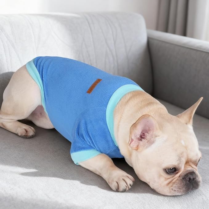 GreenJoy Classic Fleece Dog Sweater – Soft & Warm Stretchy Sweatshirt for Small Dogs & Cats, Cold-Weather Pullover for Everyday Wear (Dark Blue, X-Small)