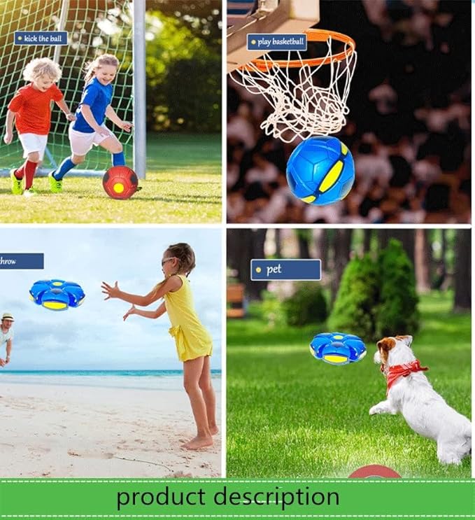 The Doggy Disc Ball for Small Medium Large Dogs, Portable Creative Flying Saucer Ball Stomp UFO Magic Balls, Decompression Pop Up Dog Toys Balls for Outdoor Sports Gifts (Football Red)