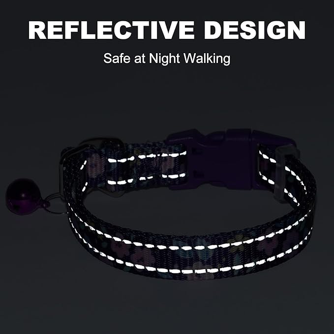 Adjustable Puppy Collar with Bell - Reflective Nylon Dog Collar for Small Breeds, Chihuahua Pomeranian, Nighttime Safety, Gift for Dog Lovers (Red, XS)