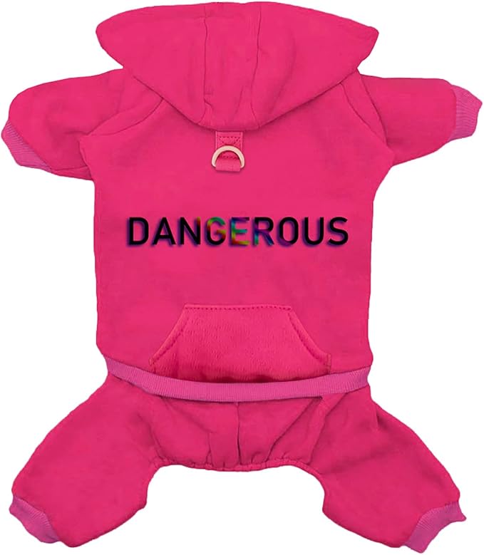 Dog Hoodie Clothes with Pocket 4 Legs Jumpsuit Fleece Sweater Winter Sweat Shirt Warm Cotton Hoodies for Small Dog Medium Large Cat Magenta 3XL