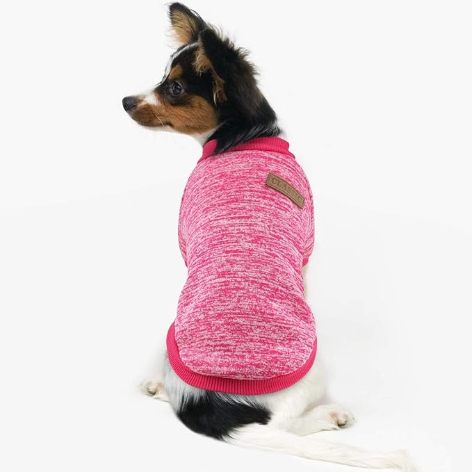 Idepet Pet Dog Classic Knitwear Sweater,Fleece Coat for Small,Medium,Large Dog,Warm Pet Dog Cat Clothes,Soft Puppy Customes (S, Rosered)