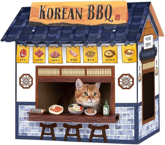 SMILE PAWS Cat Beds for Indoor Cats, Cardboard Cat House with Scratchers, Korean BBQ, Large Sturdy Cat Furniture Condo Cave Tent, Easy to Assemble Pet Toys Accessories Stuffs, Bunny Small Animals