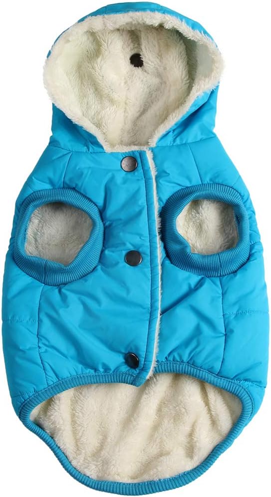 Fleece Lining Extra Warm Dog Hoodie in Winter for Large Dogs Jacket Pet Coats with Hooded,Light Blue XXL