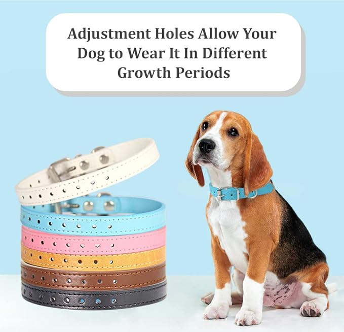 Puppy Collars for Litter - 12 Color Adjustable ID Collar Identification Leather Small Dog Collars for Puppy Medium Large Breed Dogs (M(Neck:11.5"~14.5"))