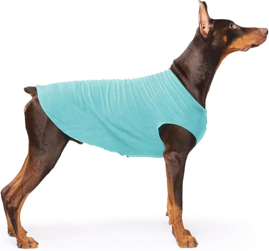 Goldpaw Stretchy Fleece Jacket for Small Dogs - Super Soft, Warm Dog Sweater - Pet Sweater Vest for Fall and Winter - Canine Clothes Made in The USA - Machine Washable - Turquoise - Size 24