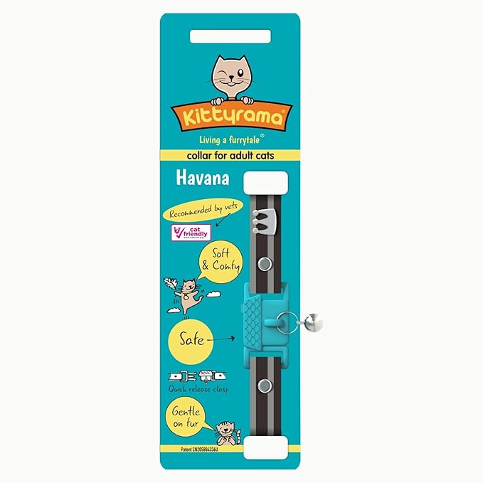 Kittyrama Havana Cat Collar with Bell. Cat Friendly Award Winner. Approved by Vets and Cat Experts. Breakaway Cat Collars Quick Release. Kitten Collar. Won't Rub Fur. Lightweight, Soft & Comfy