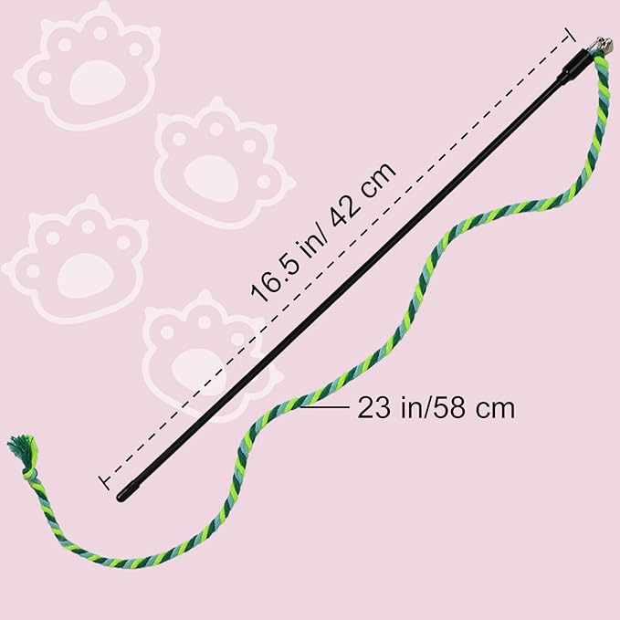 Interactive Cat Toys, 3 Pcs Cat Wand Toys for Indoor Kitten with Colorful Hemp Rope and Small Bell, Kitty Teaser String Toy for Indoor Cats to Chase and Exercise