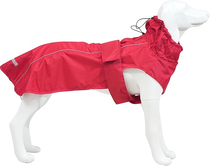 Adjustable Waterproof Dog Raincoat for Dogs,Lightweight Pet Rain Jacket Puppy Clothes with Reflective Strip for Small Medium Large Dogs (Red, 3X-Large)