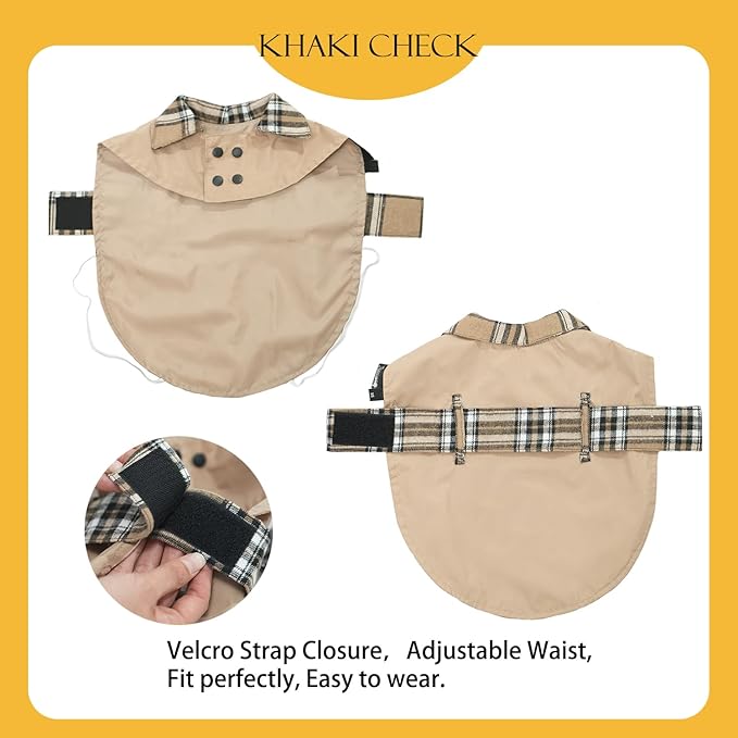 MAMORE Dog Jacket Waterproof Outdoor Vest for Smal Medium Large Dogs, Windproof Adjustable Breathable Lightweight Fashion Casual Dog Clothes (Khaki, X-Small)