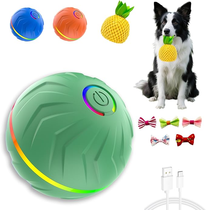 Interactive Dog Toys Dog balls, Automatic Moving Bouncing Rotating Interactive Dog Ball, Durable Motion Activated Automatic Rolling Ball Toys for Puppy Small Medium Large Dogs, Anti Boredom Dog Toys