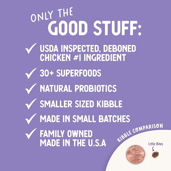 Health Extension Little Bites Dry Dog Food for Toy and Small Breeds, Chicken & Brown Rice Recipe, with Probiotics & Superfoods for Digestion & Coat Health, 30 lb Bag (Pack of 1)
